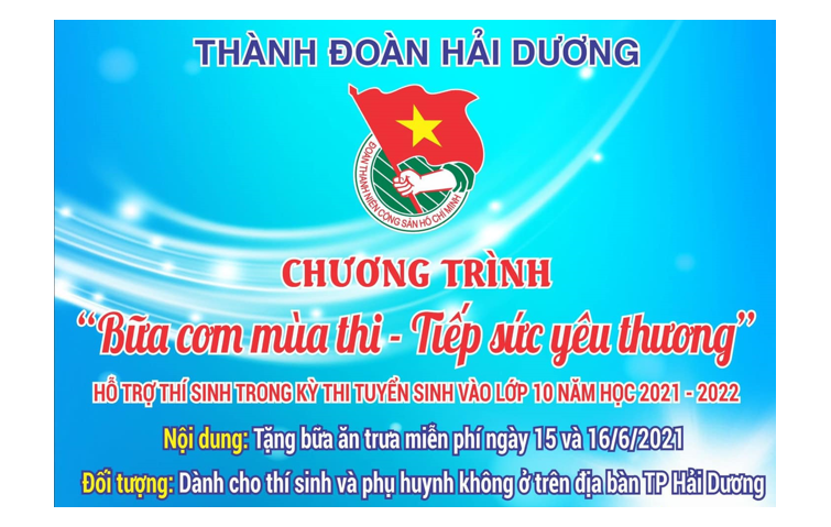 Hỗ trợ suất ăn miễn phí và chỗ nghỉ ngơi cho thí sinh tham gia kì thi tuyển sinh THPT không ở trên địa bàn TP.Hải Dương